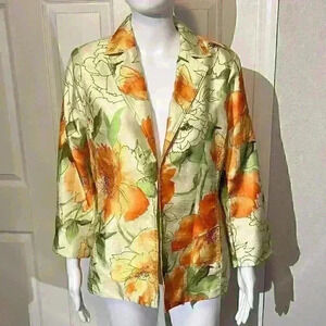 Susan Graver Jacket Blazer Womens Small Colorful Pockets Floral